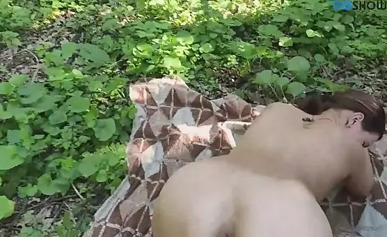 Lesbian Outdoor Fingering Fun with Dildos
